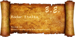 Badar Etelka névjegykártya